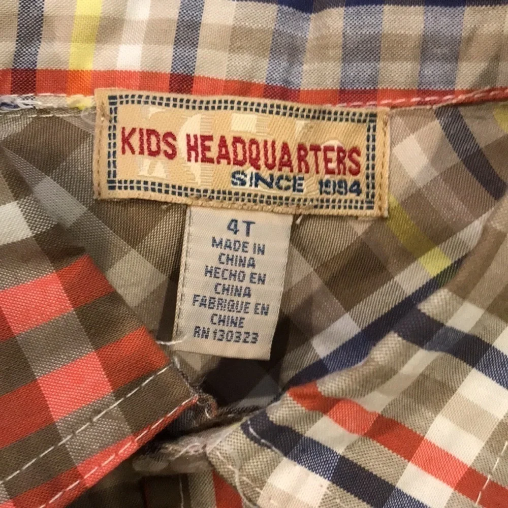 2/$25 KIDS HEADQUARTERS Plaid Two Piece Set Size 4T